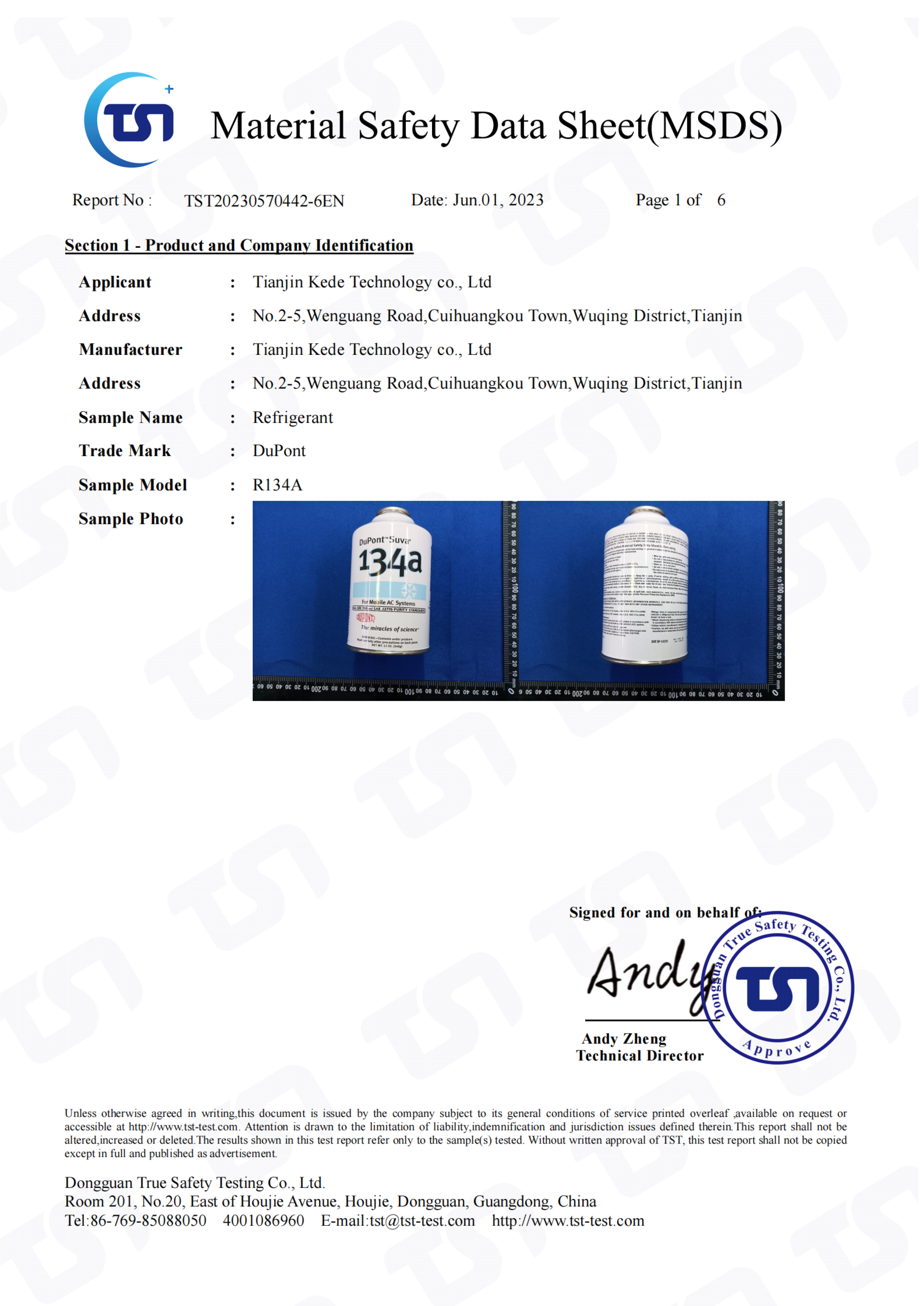 MSDS Certification